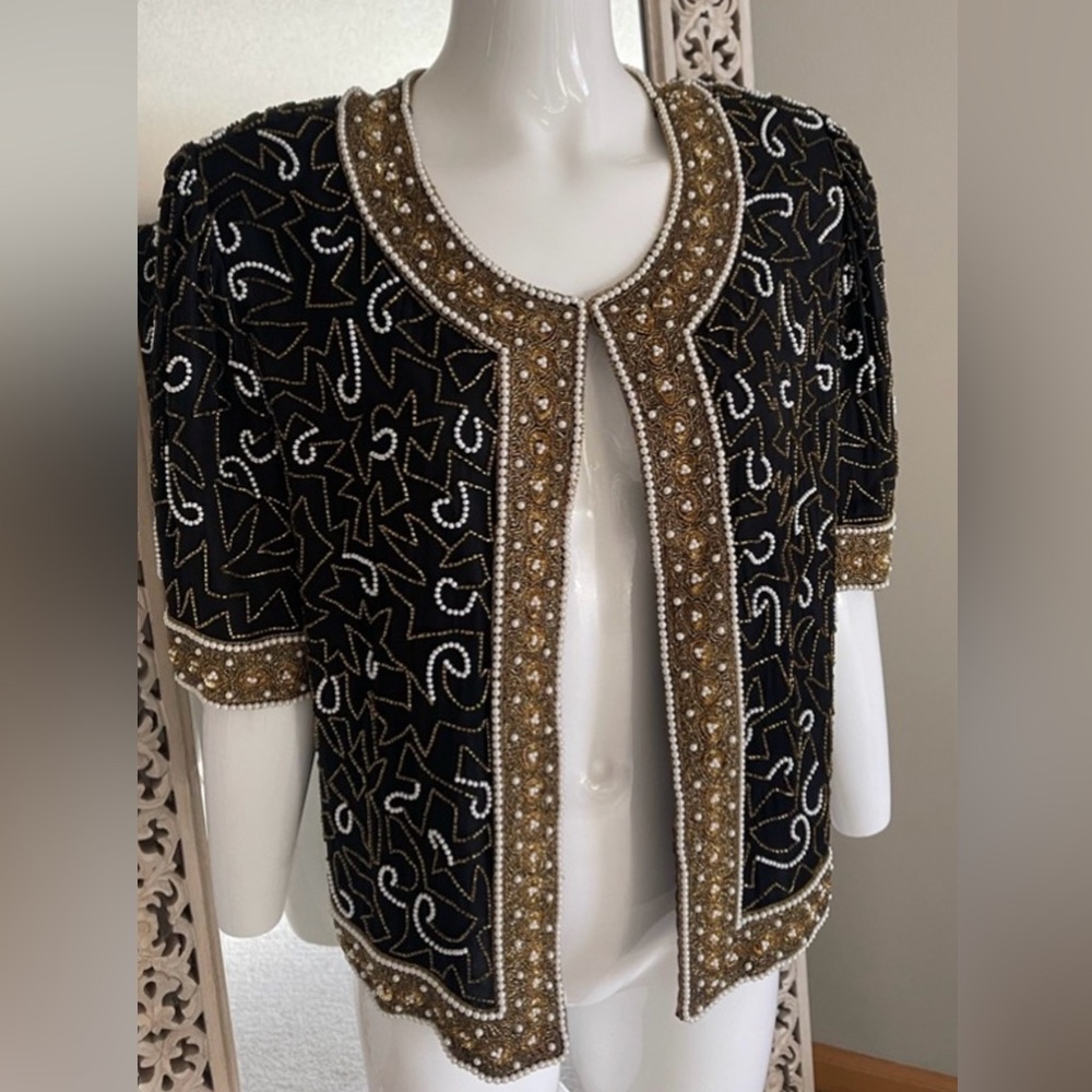 Lawrence Kazar Vintage Beaded Evening Jacket , Size XL